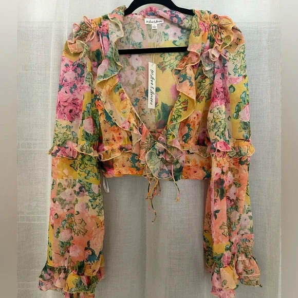 Floral Ruffle Blouse - Multicolor - Picture 1 of 4